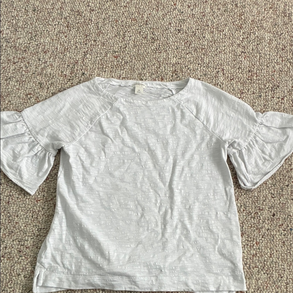 Crewcuts White Short Sleeve Ruffle Top